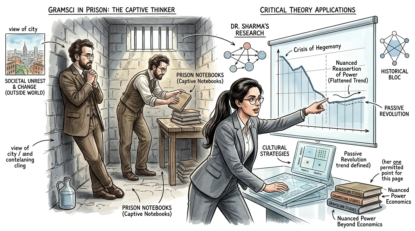 Gramsci theorized that a 'crisis of hegemony' occurs when the ruling class's moral and intellectual leadership falters, and its ideas no longer resonate or… Gramsci theorized that a 'crisis of hegemony' occurs when the ruling class's moral and intellectual leadership falters, and its ideas no longer resonate or…