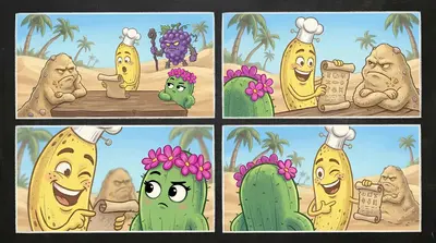"But where will you get purple sauce, Phil?" Cathy asked, adjusting her flower crown. Phil winked, pulling out a small, dusty scroll.