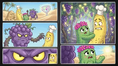 "We only need a few for pizza!" Cathy pleaded. The Grape Guardian huffed. "Pizza? I haven't heard of such a thing! Prove to me this pizza is worth my grapes!"…