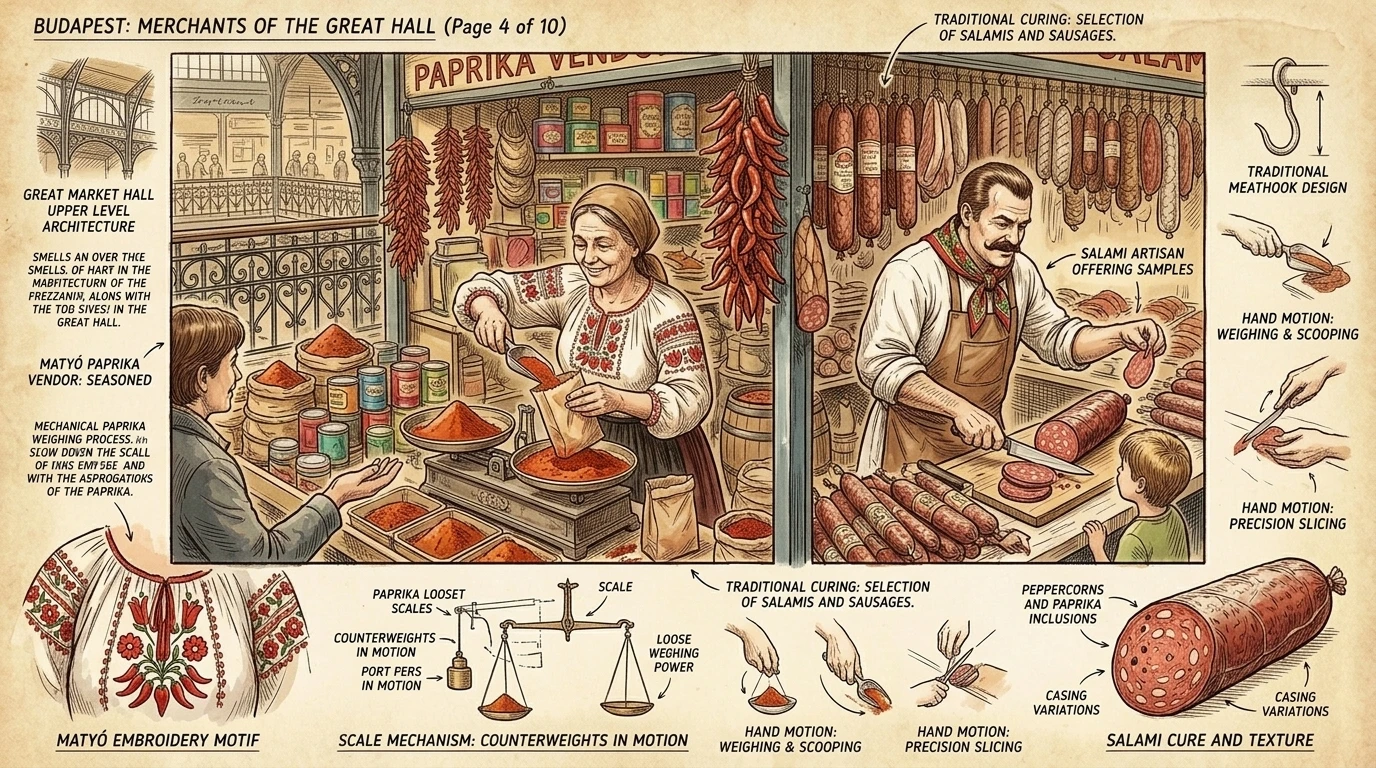 The Great Market Hall is a sensory explosion of Hungarian flavors and crafts. Vendors sell everything from paprika and salami to handmade embroidery and wooden… The Great Market Hall is a sensory explosion of Hungarian flavors and crafts. Vendors sell everything from paprika and salami to handmade embroidery and wooden…