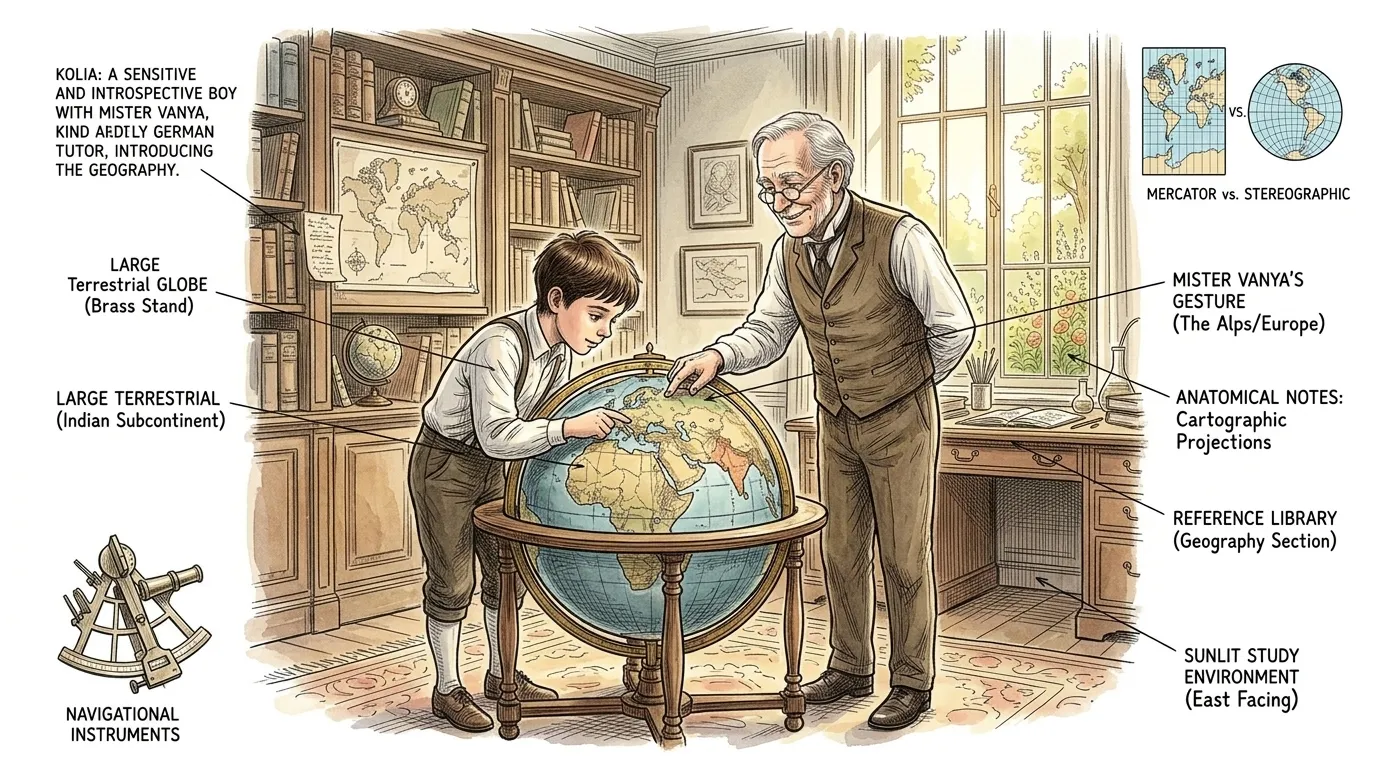 ️ Literary Fact: This page captures Kolia's early education, a pivotal period where his intellectual curiosity is sparked. ️ Literary Fact: This page captures Kolia's early education, a pivotal period where his intellectual curiosity is sparked.