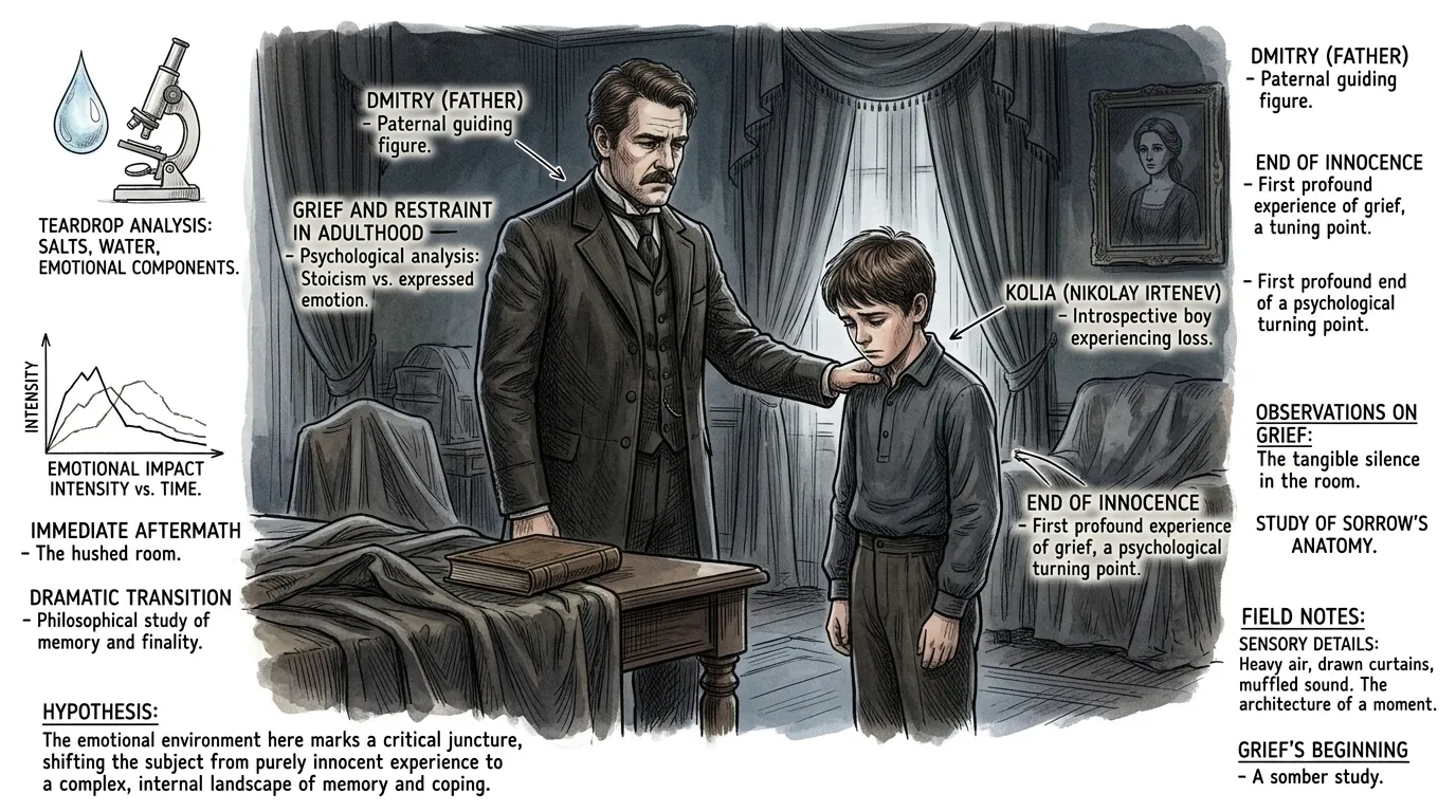 ️ Literary Fact: The death of Kolia's mother marks a significant turning point, transitioning from the idyllic 'Childhood' to the more challenging 'Boyhood.'… ️ Literary Fact: The death of Kolia's mother marks a significant turning point, transitioning from the idyllic 'Childhood' to the more challenging 'Boyhood.'…