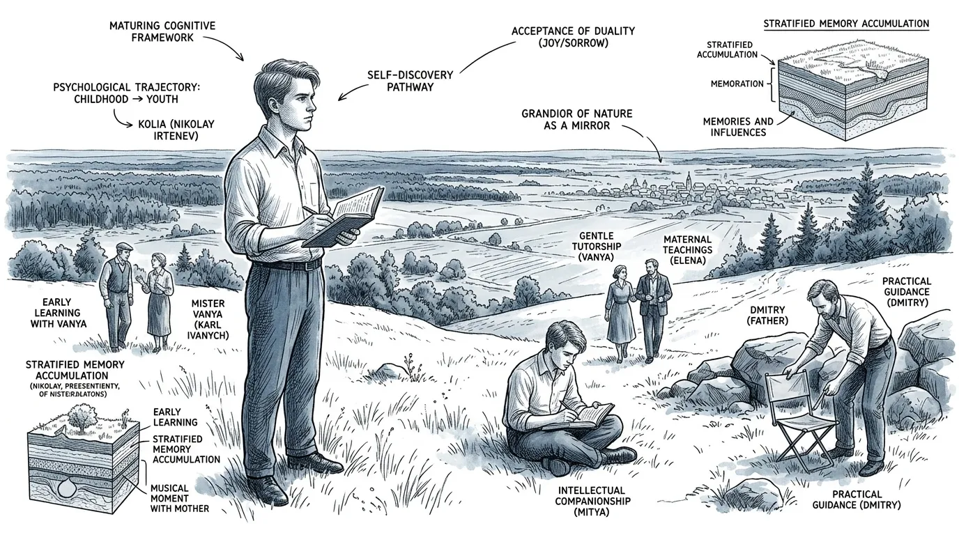 ️ Literary Fact: The final page brings Kolia to the threshold of full adulthood, reflecting on the complete arc of his childhood, boyhood, and youth. ️ Literary Fact: The final page brings Kolia to the threshold of full adulthood, reflecting on the complete arc of his childhood, boyhood, and youth.