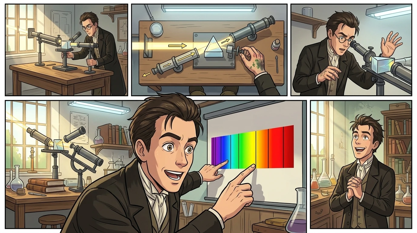 One day, Joseph pointed his telescope at the sun. "Remarkable!" he exclaimed, noticing dark lines in the sun's spectrum. These weren't imperfections – they were… One day, Joseph pointed his telescope at the sun. "Remarkable!" he exclaimed, noticing dark lines in the sun's spectrum. These weren't imperfections – they were…