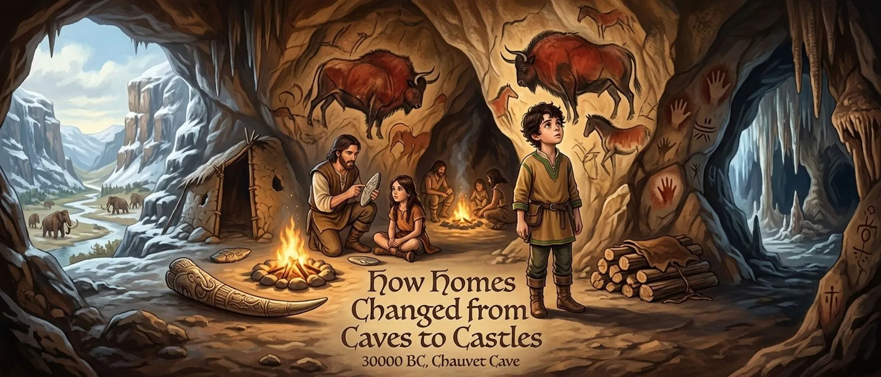 How Homes Changed from Caves to Castles (30000 BC, Chauvet Cave) — cover