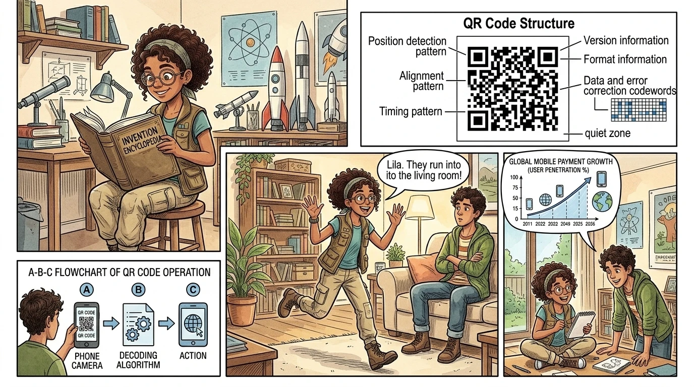How QR Codes Were Invented — page 10 illustration — Wonder Inventions