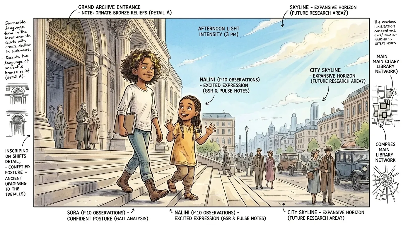 They emerged from the Grand Archive, blinking in the bright afternoon light of the city, their minds buzzing with new insights. They emerged from the Grand Archive, blinking in the bright afternoon light of the city, their minds buzzing with new insights.