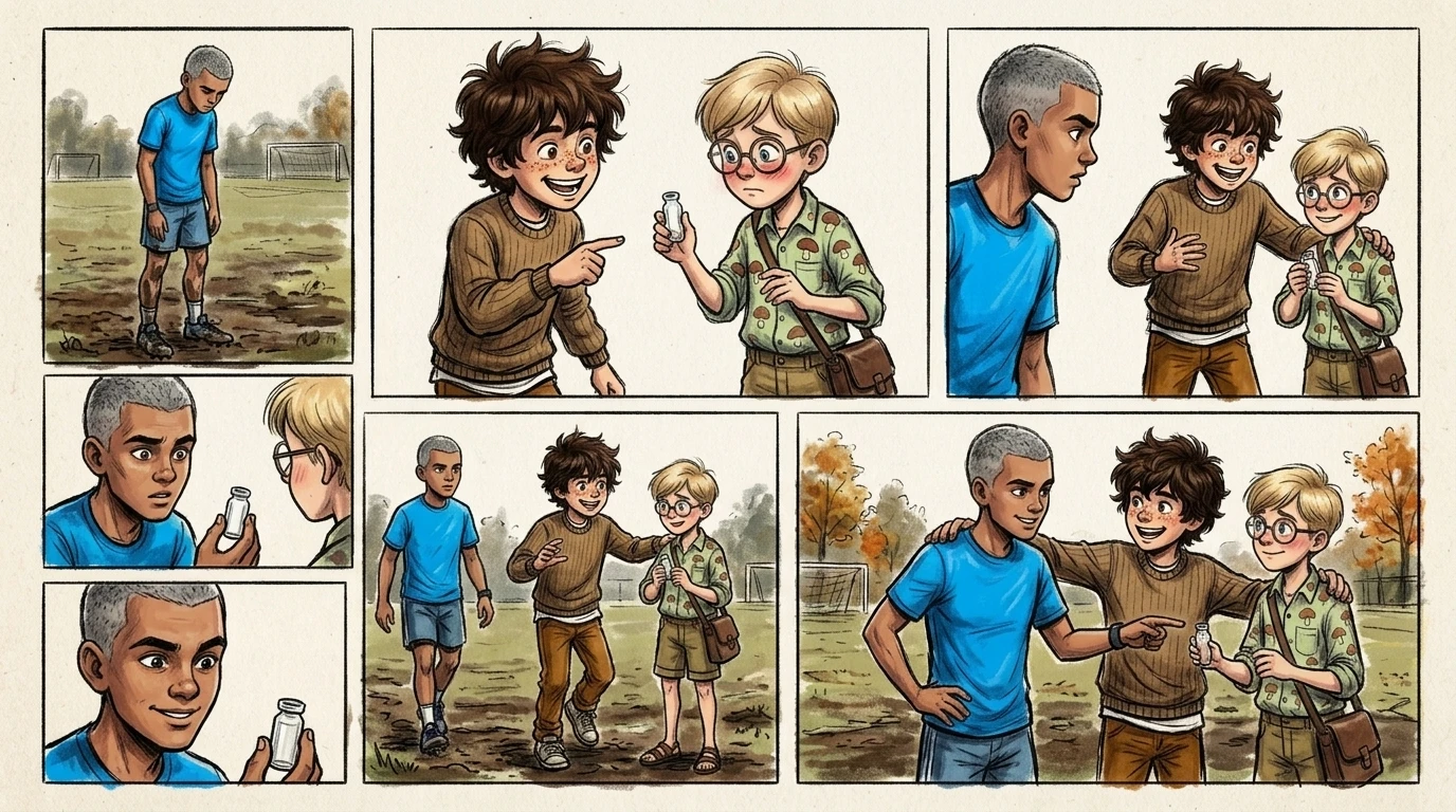 Karim, defeated but curious, approached Jun. "What did you do? How did you get so fast?" Jun grinned, pointing at Teodoro. Karim, defeated but curious, approached Jun. "What did you do? How did you get so fast?" Jun grinned, pointing at Teodoro.