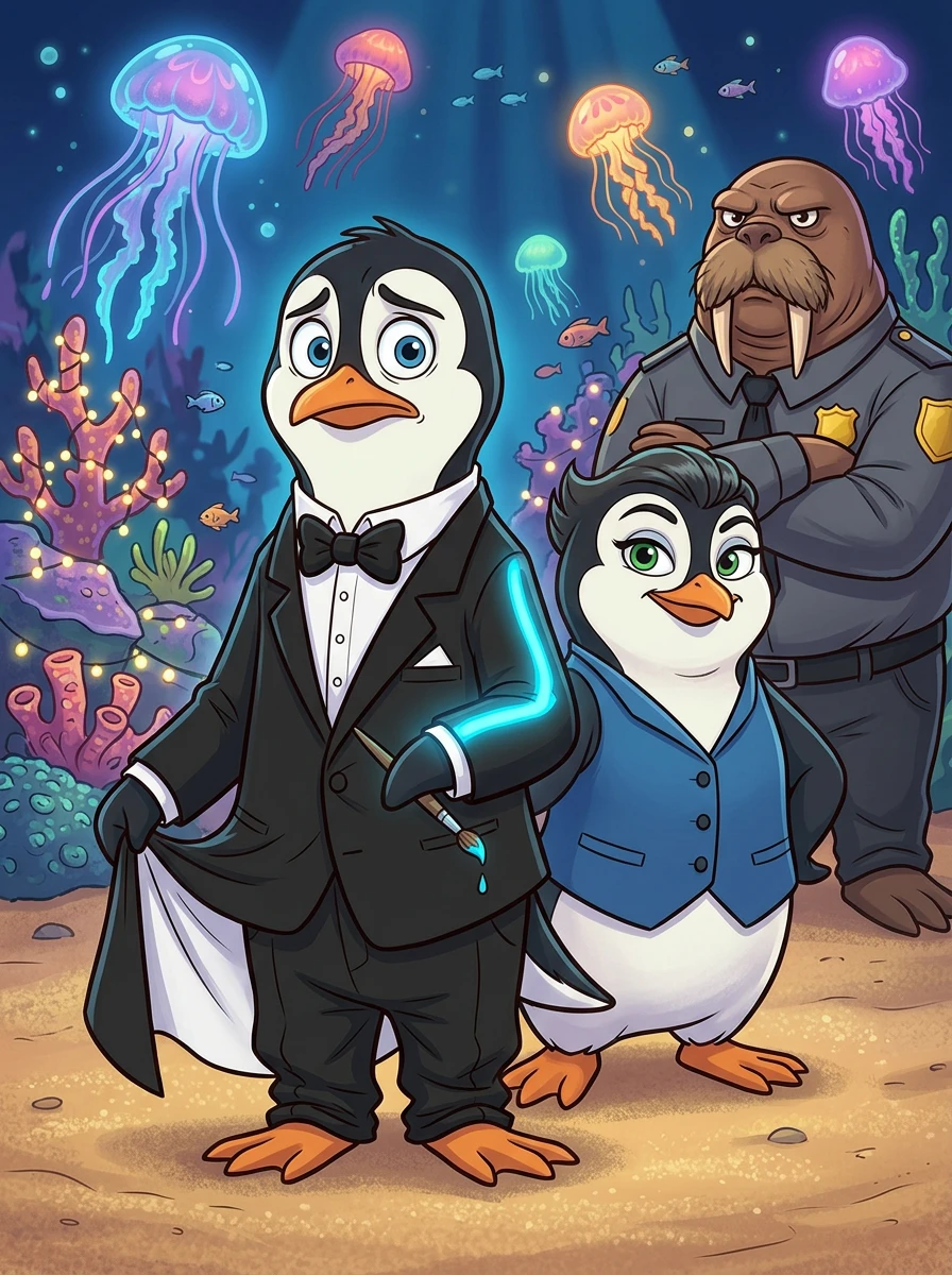 Pants-Wearing Penguins Panic at Prom — cover