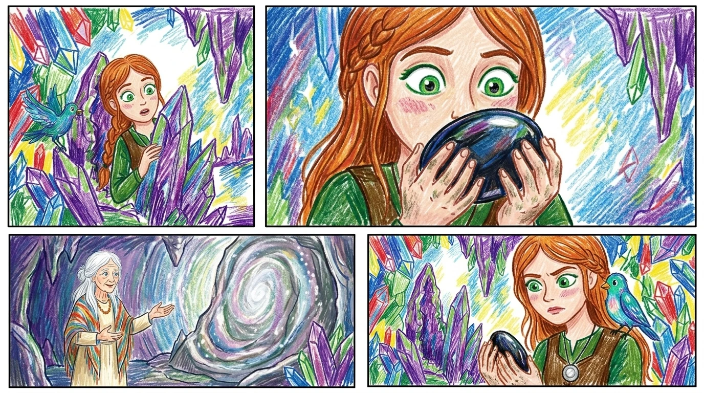 Eliana gasped, her eyes wide. "It is magical, Robin. My grandmother told me these caves hold secrets." She carefully picked up a smooth, obsidian stone. Eliana gasped, her eyes wide. "It is magical, Robin. My grandmother told me these caves hold secrets." She carefully picked up a smooth, obsidian stone.