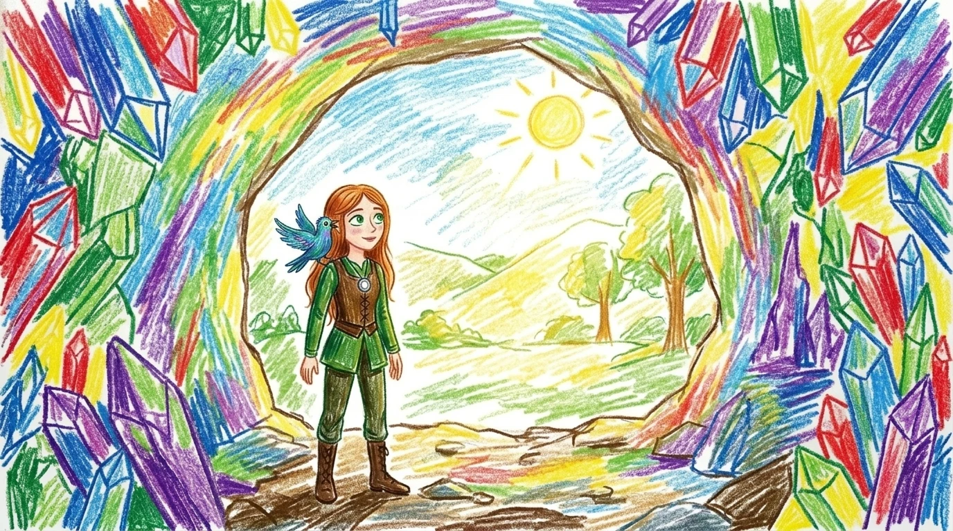 Standing at the entrance to the caves, Eliana smiled. "We learned that even a small seed of kindness can bring color to the world," she said. Standing at the entrance to the caves, Eliana smiled. "We learned that even a small seed of kindness can bring color to the world," she said.