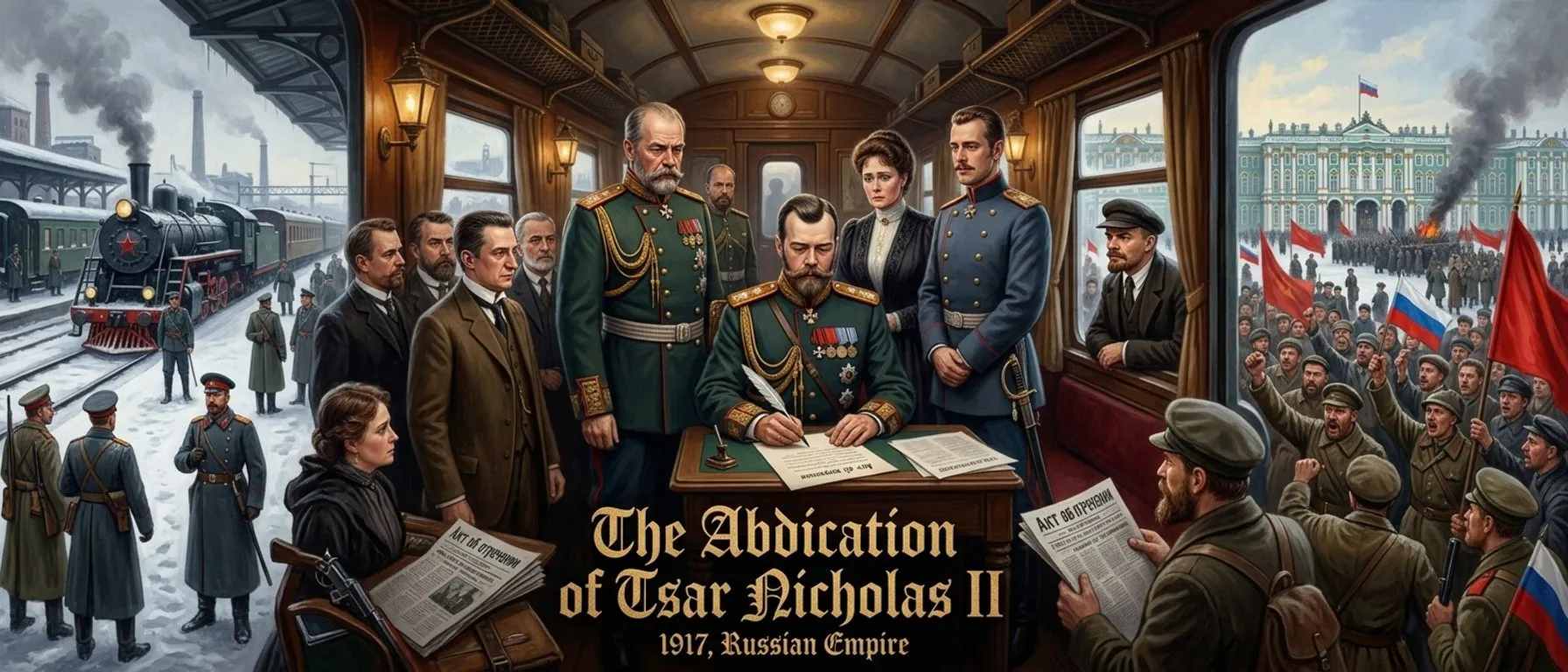 The Abdication of Tsar Nicholas II (1917, Russian Empire) — cover
