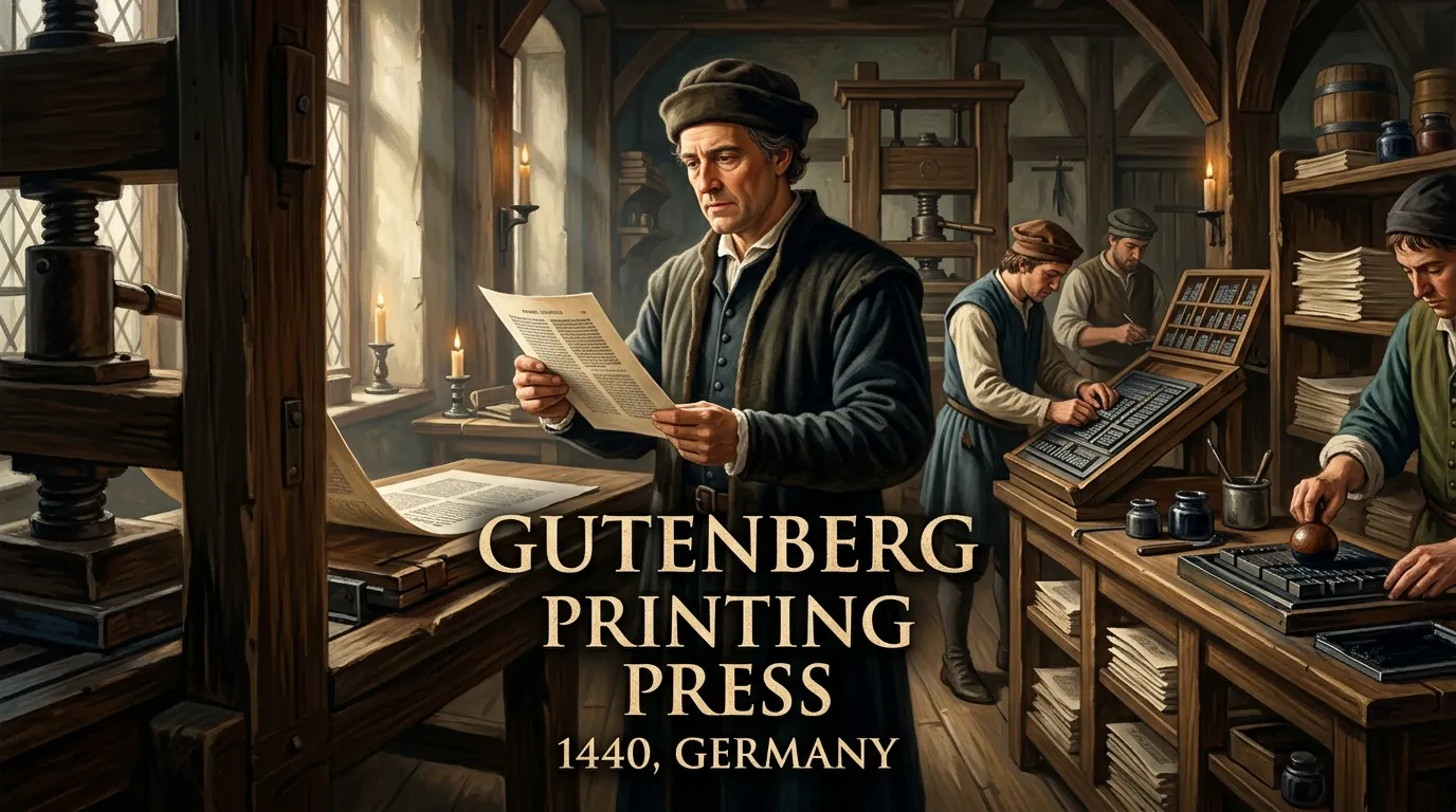 The Invention of the Gutenberg Printing Press (1440) - Germany (1440, Germany) — cover