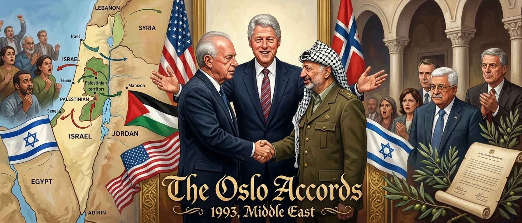 The Oslo Accords (1993, Middle East) — book cover — Wonder History