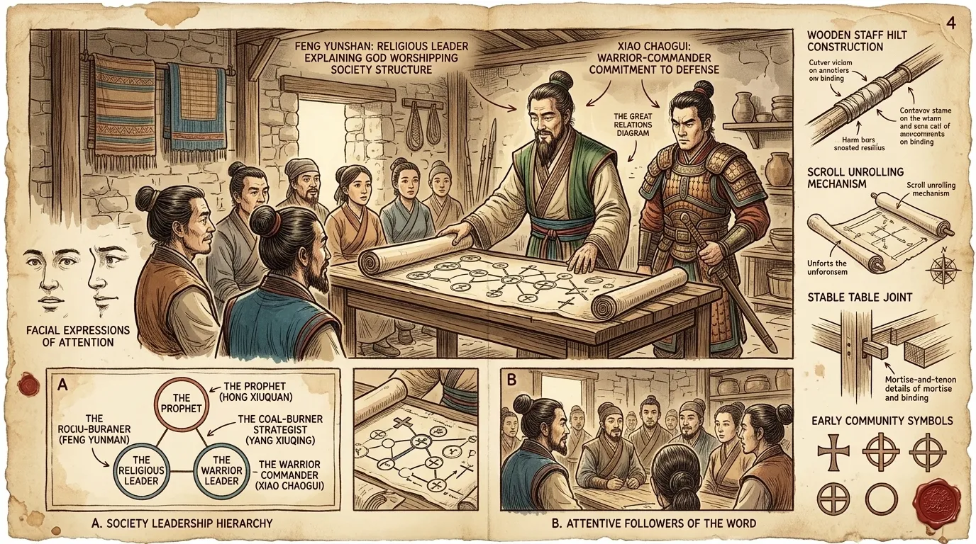 As Hong's movement grew, Feng Yunshan, a skilled organizer, helped establish the God Worshipping Society. 'We must create a community of believers,' Feng told… As Hong's movement grew, Feng Yunshan, a skilled organizer, helped establish the God Worshipping Society. 'We must create a community of believers,' Feng told…