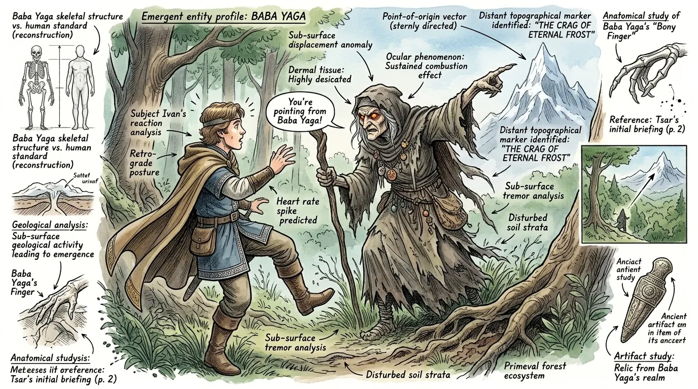 Suddenly, the forest floor trembled. Baba Yaga emerged, a hunched figure with eyes like burning coals. "Foolish boy! Those are illusions, reflections of your… Suddenly, the forest floor trembled. Baba Yaga emerged, a hunched figure with eyes like burning coals. "Foolish boy! Those are illusions, reflections of your…