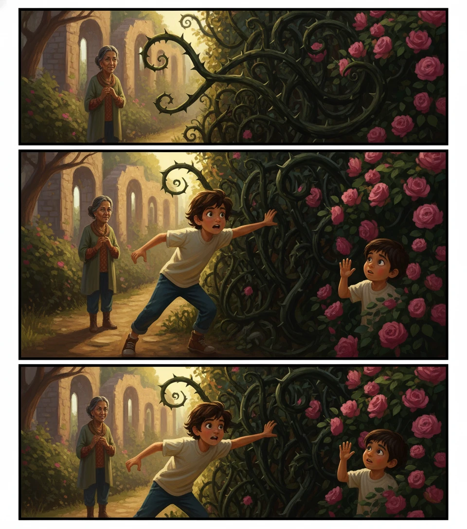 Felix cautiously reached out a hand towards the vines. But as he did, they seemed to recoil, growing even sharper! "It's not working!" he yelled, pulling back… Felix cautiously reached out a hand towards the vines. But as he did, they seemed to recoil, growing even sharper! "It's not working!" he yelled, pulling back…