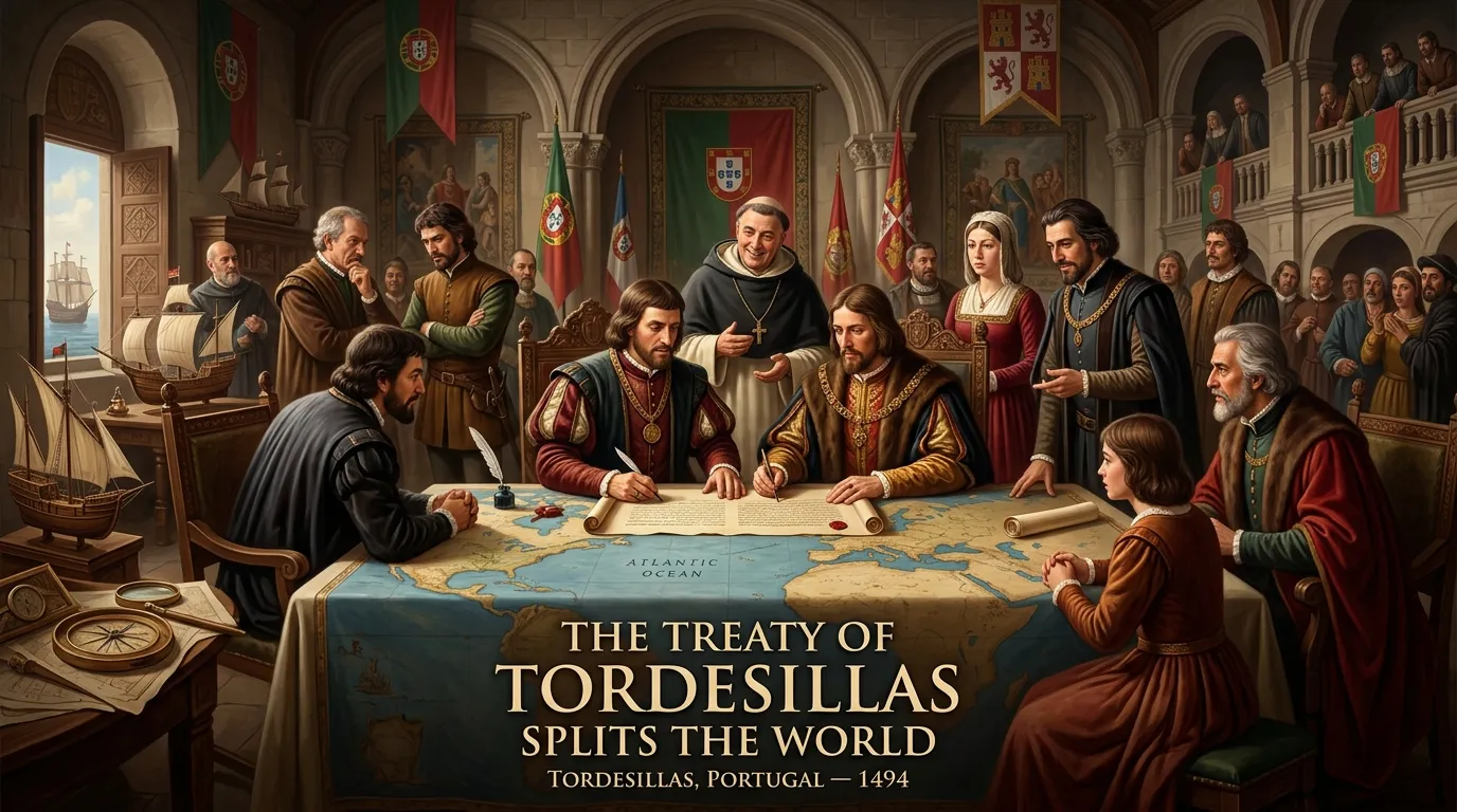 The Treaty of Tordesillas Splits the World (1493, Portugal) — cover