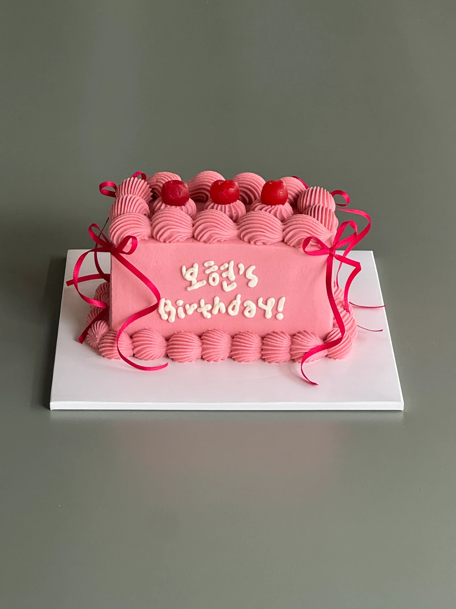 핑크 체리 직사각 케이크🍒 케이크 1번째 사진
