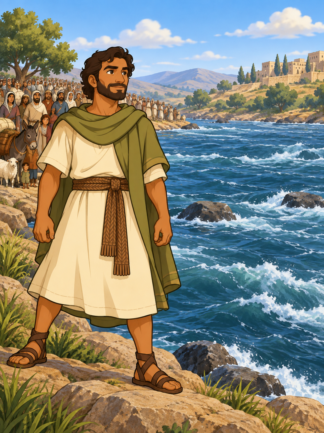 Page 1 illustration for Crossing the River Jordan