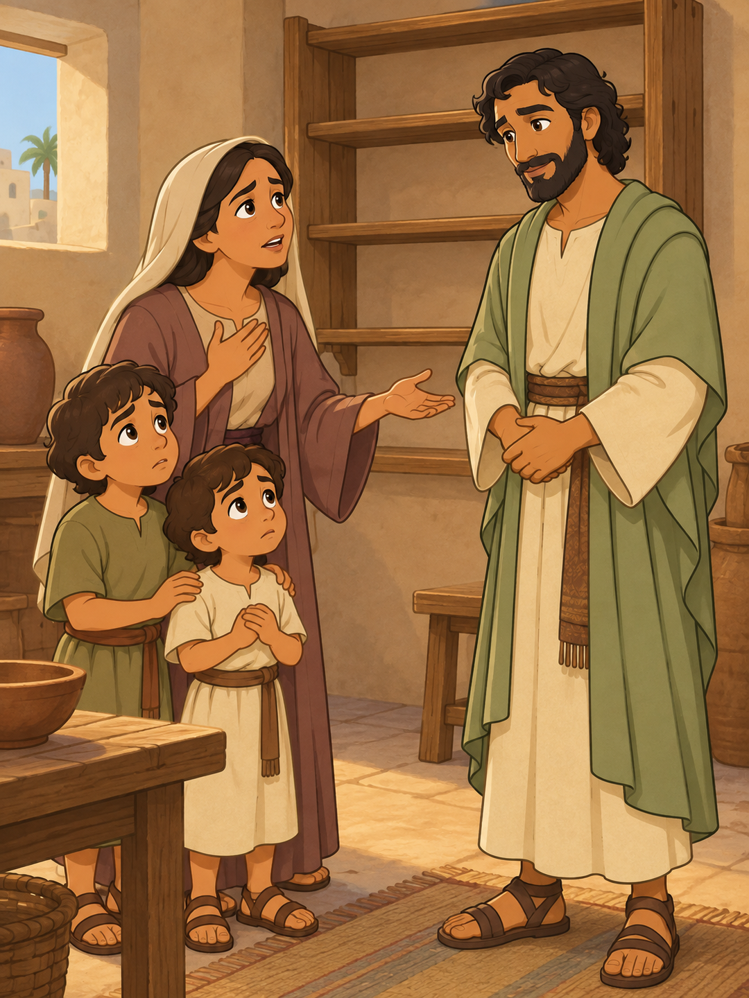 Page 1 illustration for Elisha and the Jar of Oil