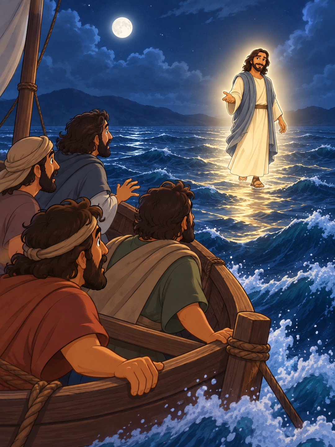 Page 1 illustration for Jesus Walks on the Water