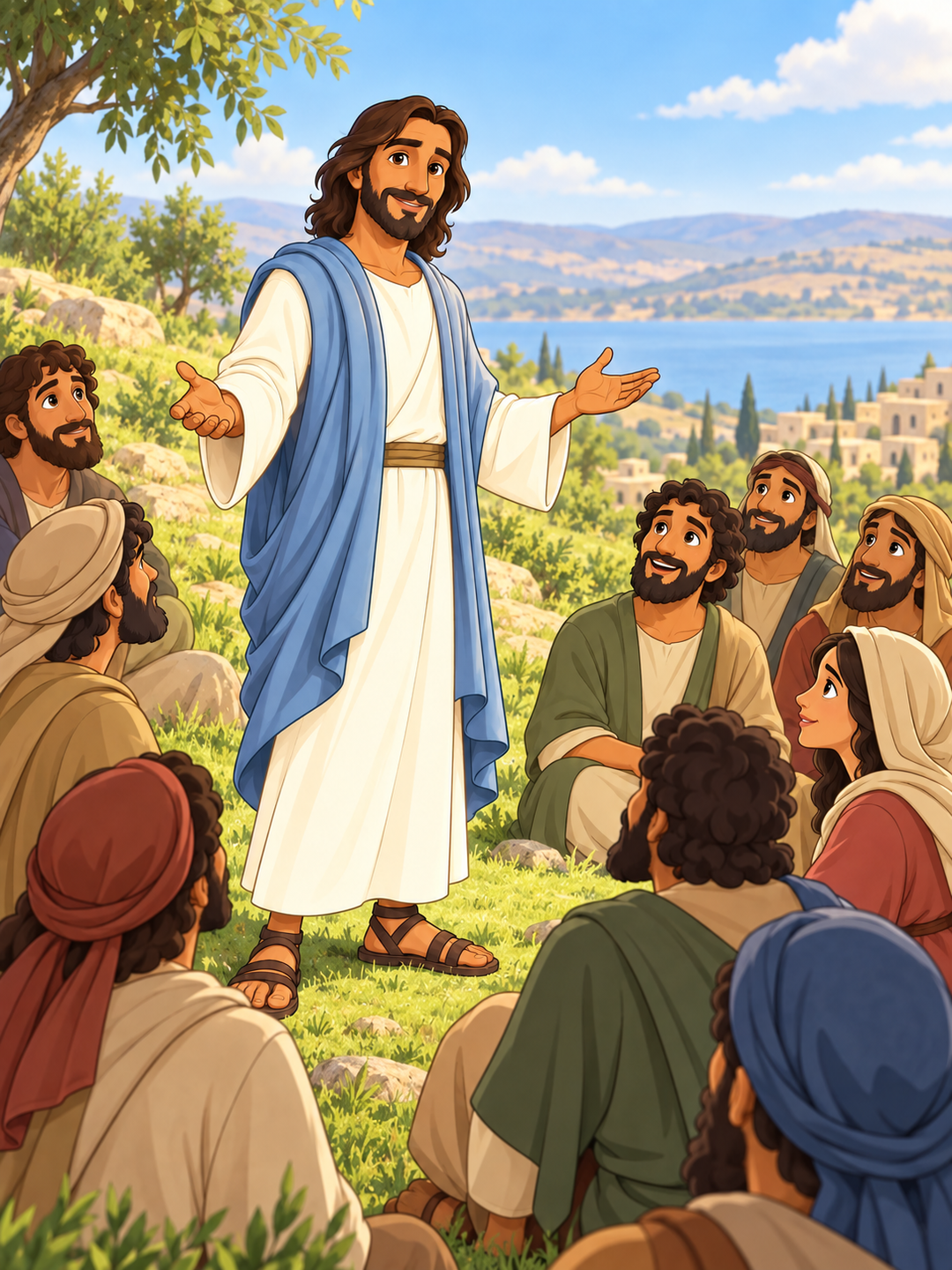 Page 1 illustration for Jesus Goes Back to Heaven