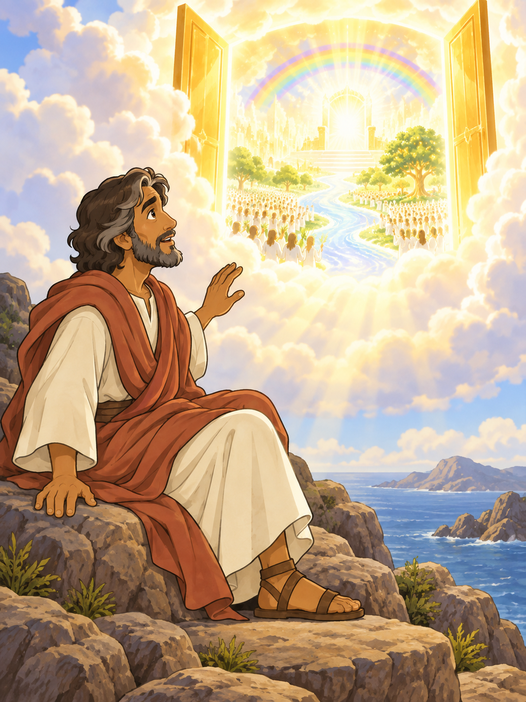 Page 1 illustration for John’s Vision of Heaven