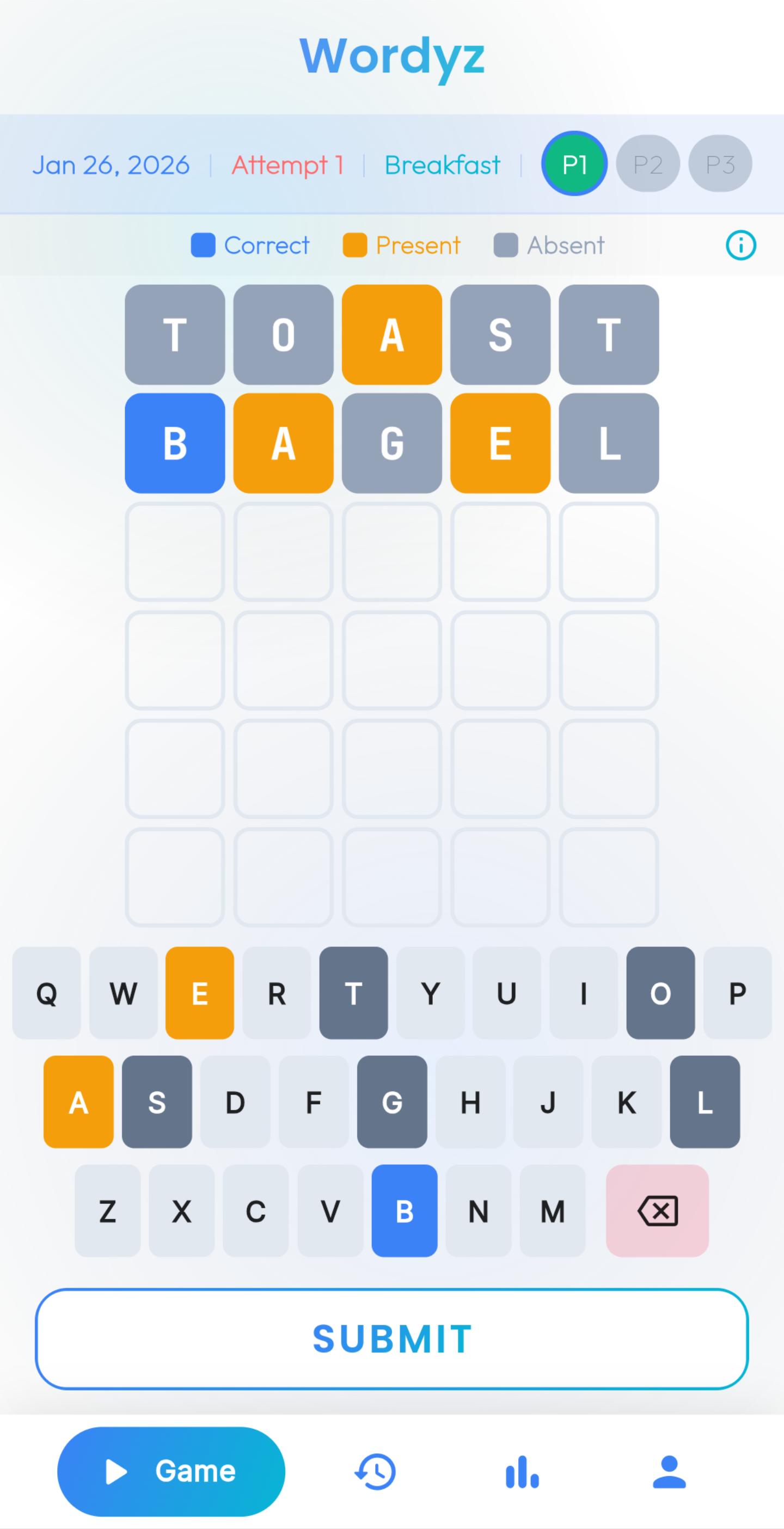 Wordyz puzzle gameplay