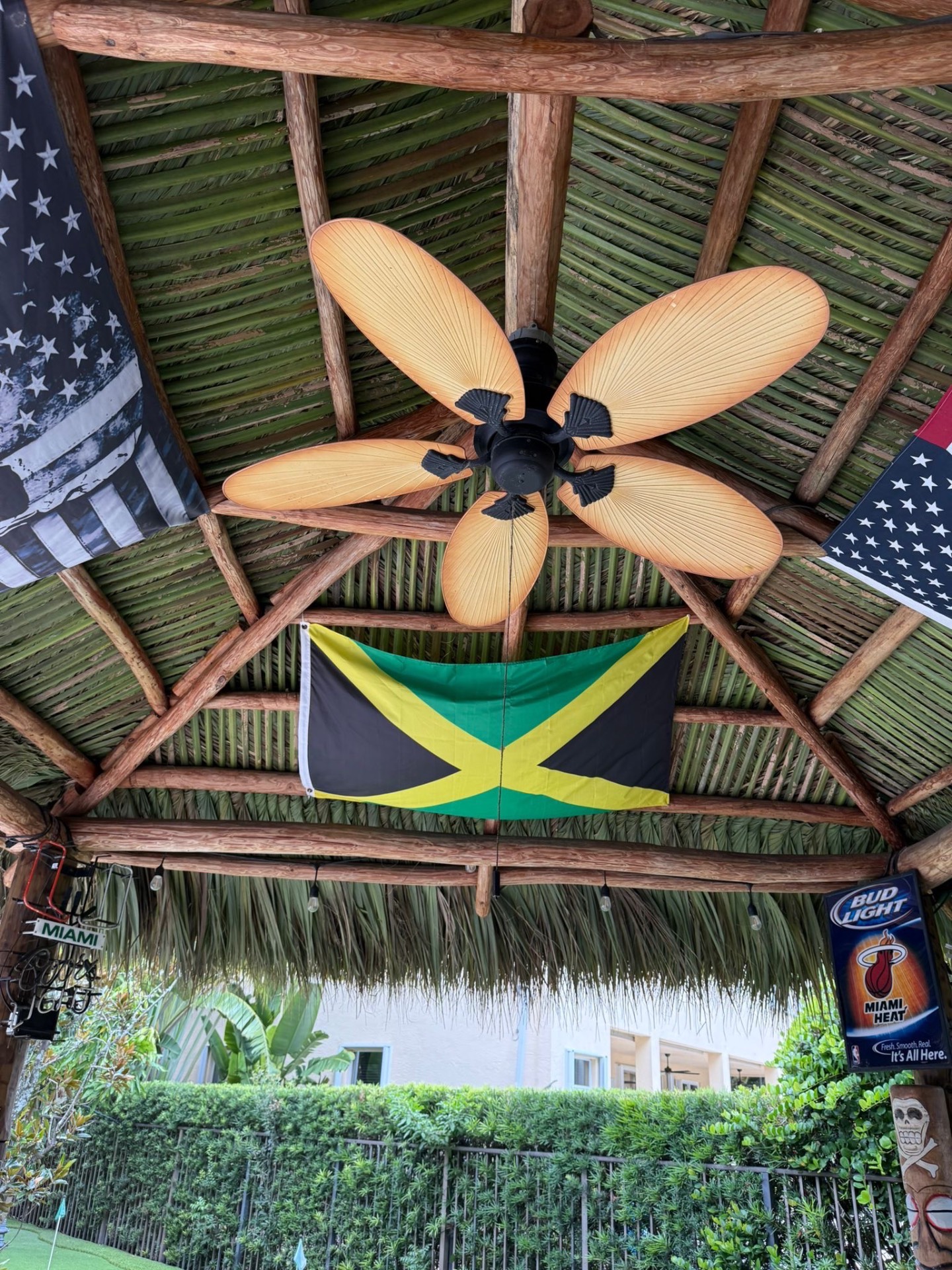 Existing 12 ft x 15 ft tiki hut rethatch in Boynton Beach Florida – Monster Tiki Huts Project