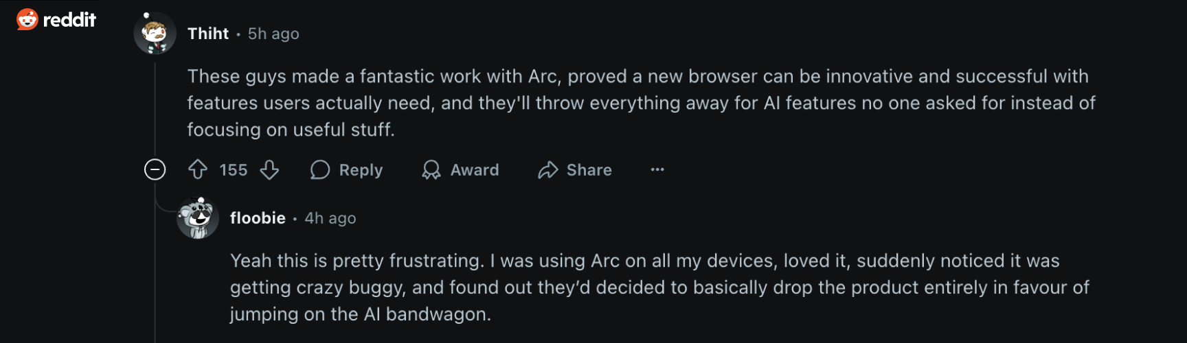 Arc browser users seeking alternative
