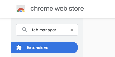 Chrome Web Store search bar for tab manager