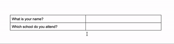 Gif of dragging a row line in Google Docs to adjust width of fillable fields