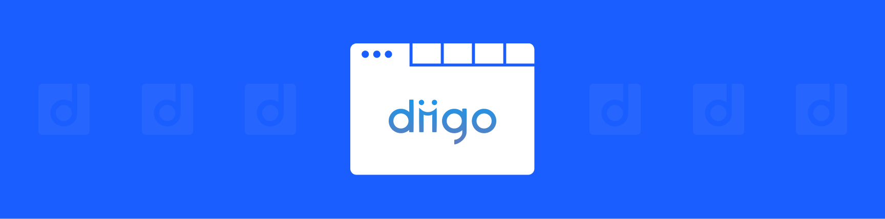 Diigo logo in a browser window with a blue background