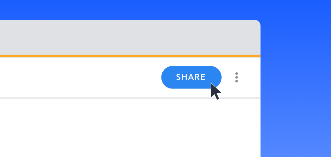 Closeup of share button on team workspace
