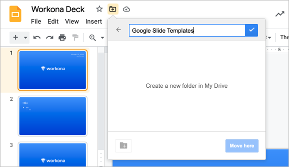 Screenshot of new folder setup from a Google Slide presentation