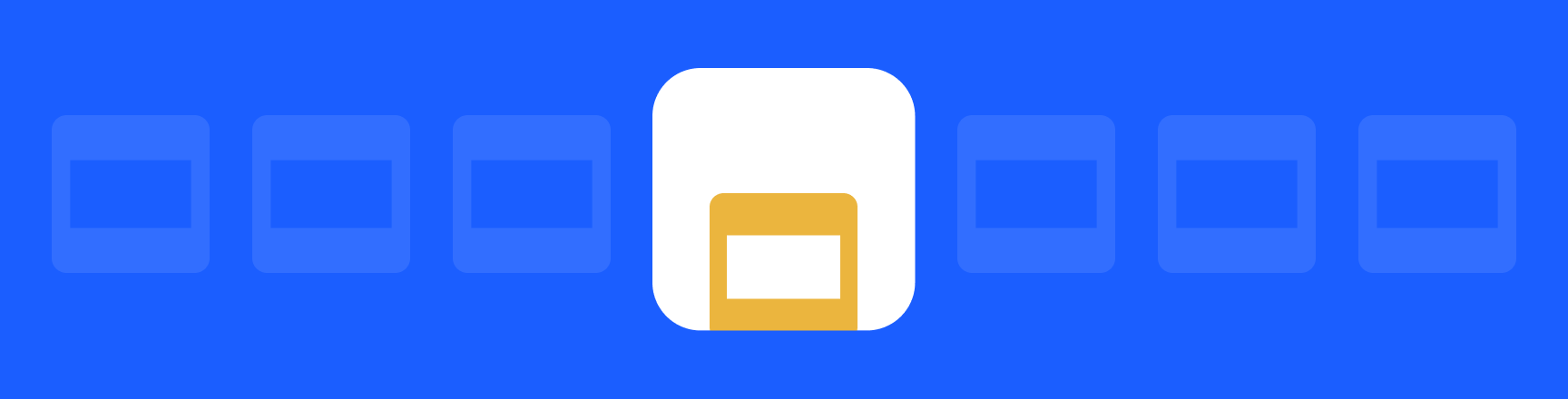 A white block with the Google Slides logo in the foreground, with a blue background