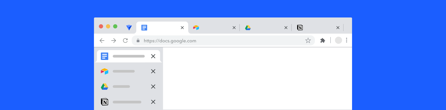 Illustration of vertical tabs in Google Chrome