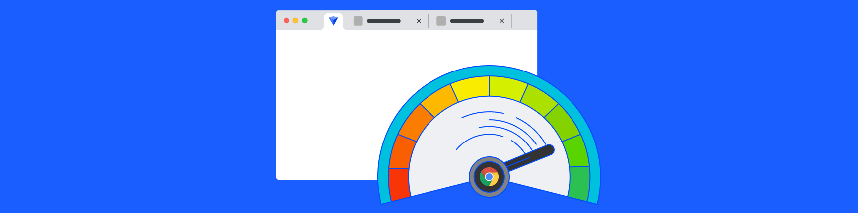 Google Chrome logo inside a meter showing memory usage