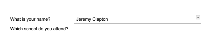 Screenshot of a fillable line in Google Docs, using table cells as fields