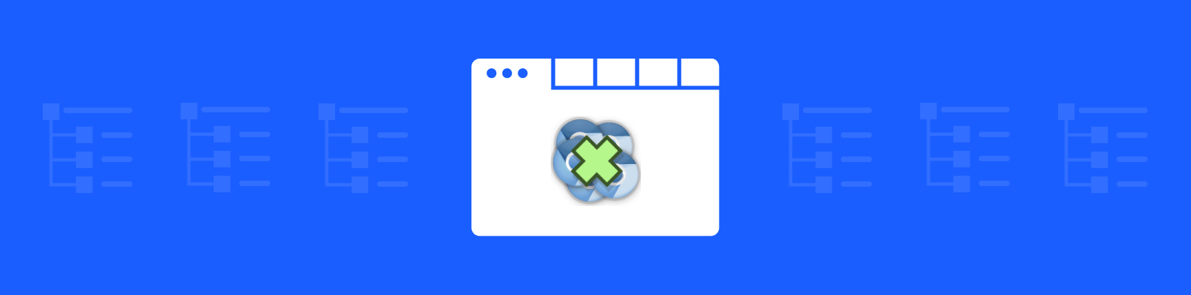 Tabs Outliner logo centered in a browser window, set against a blue background