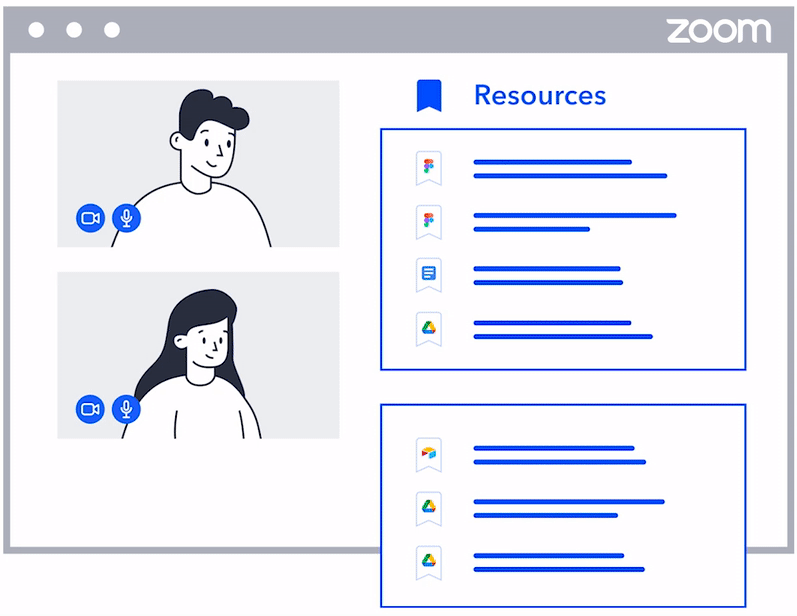 Gif of man and woman on a Zoom call, looking at the Workona workspace in a sidebar