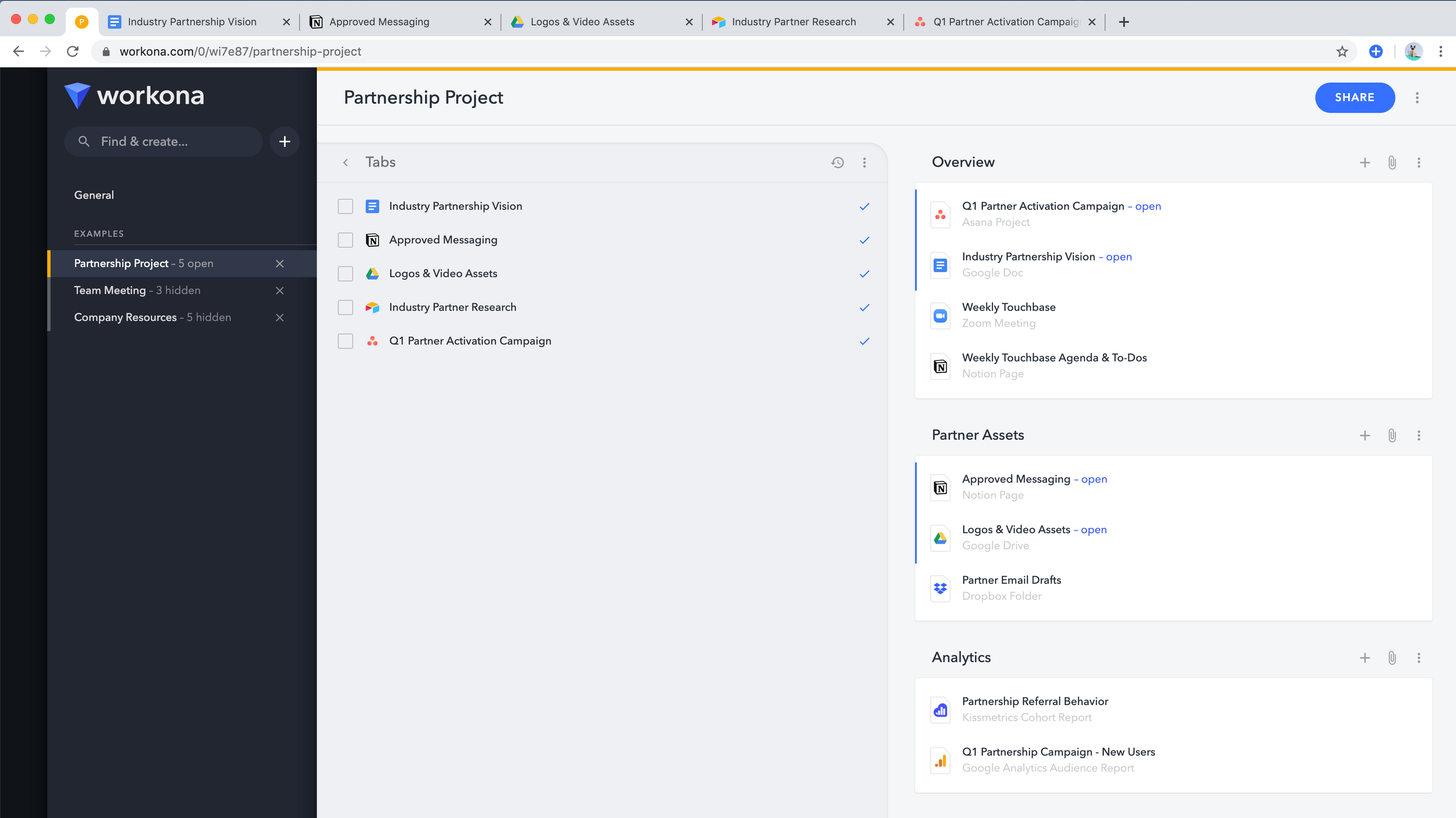 Workona interface screenshot