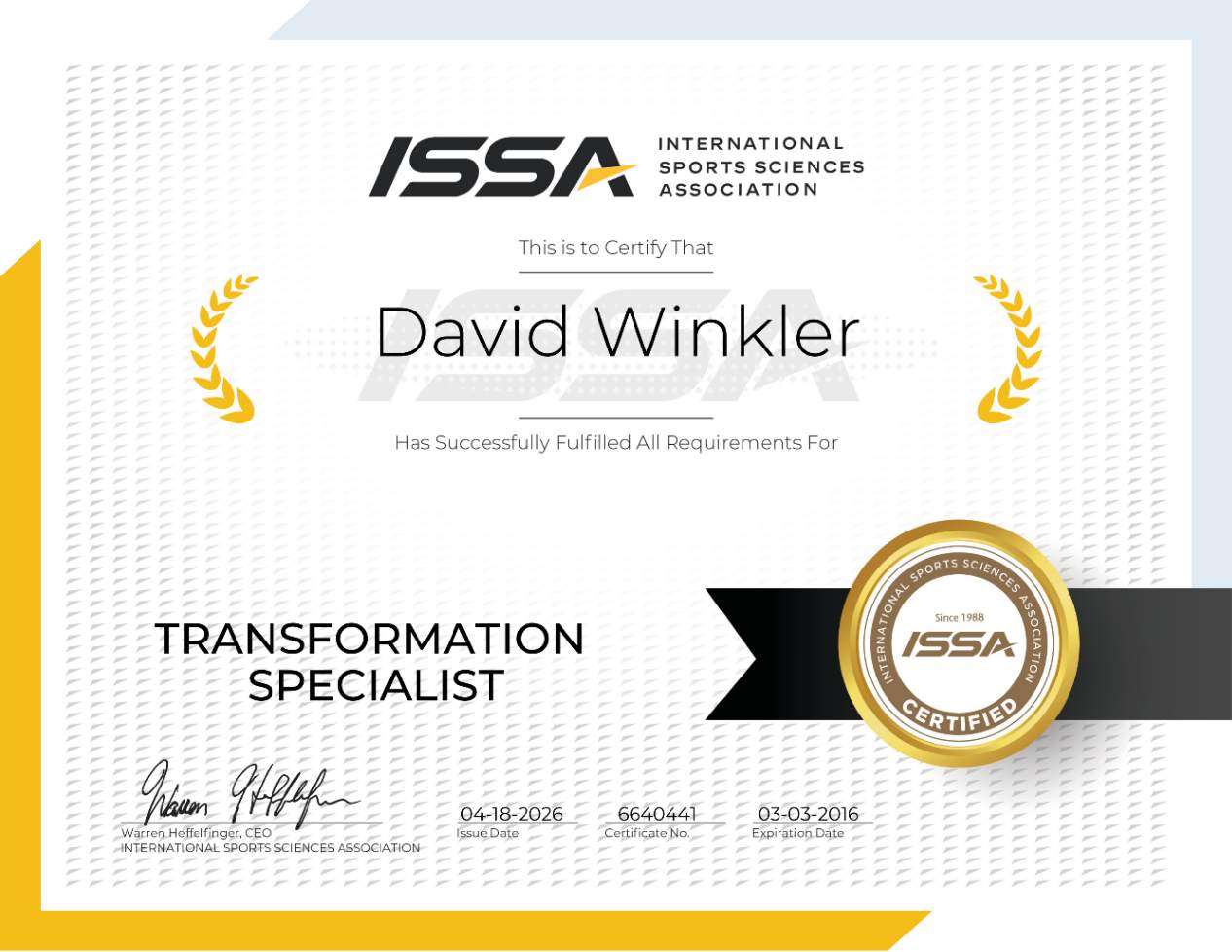 Transformation Specialist ISSA Certified