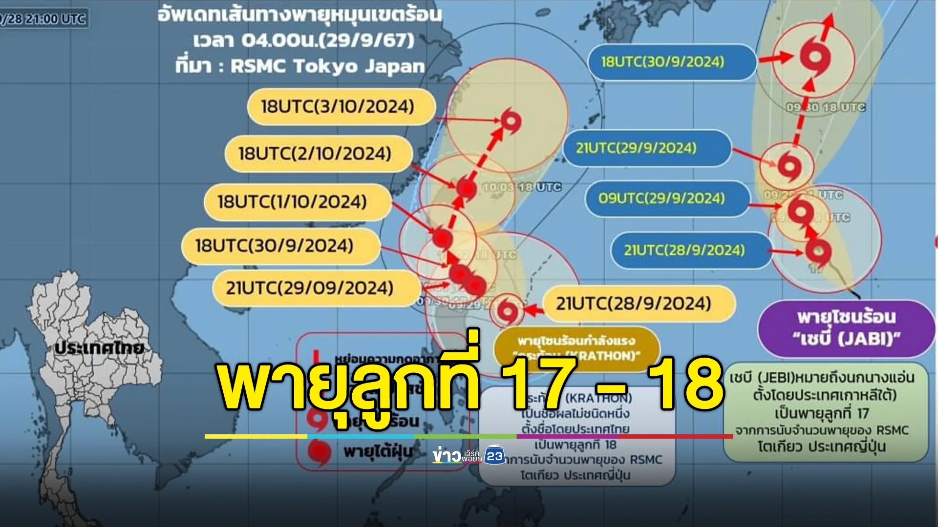 กรมอุตุฯ อัปเดตพายุโซนร้อนกระท้อน - เชบี ล่าสุดเช้าวันนี้