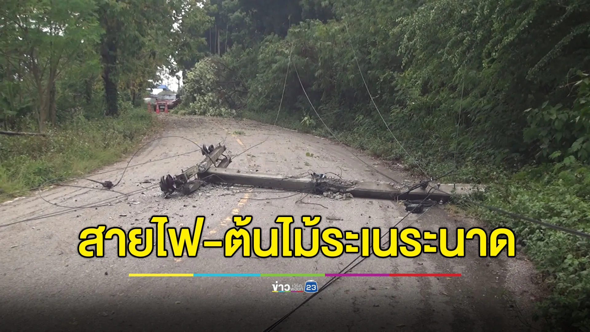 พายุถล่มลำปาง พัดต้นไม้-เสาไฟล้ม ไฟดับกว่า 100 หลังคาเรือน