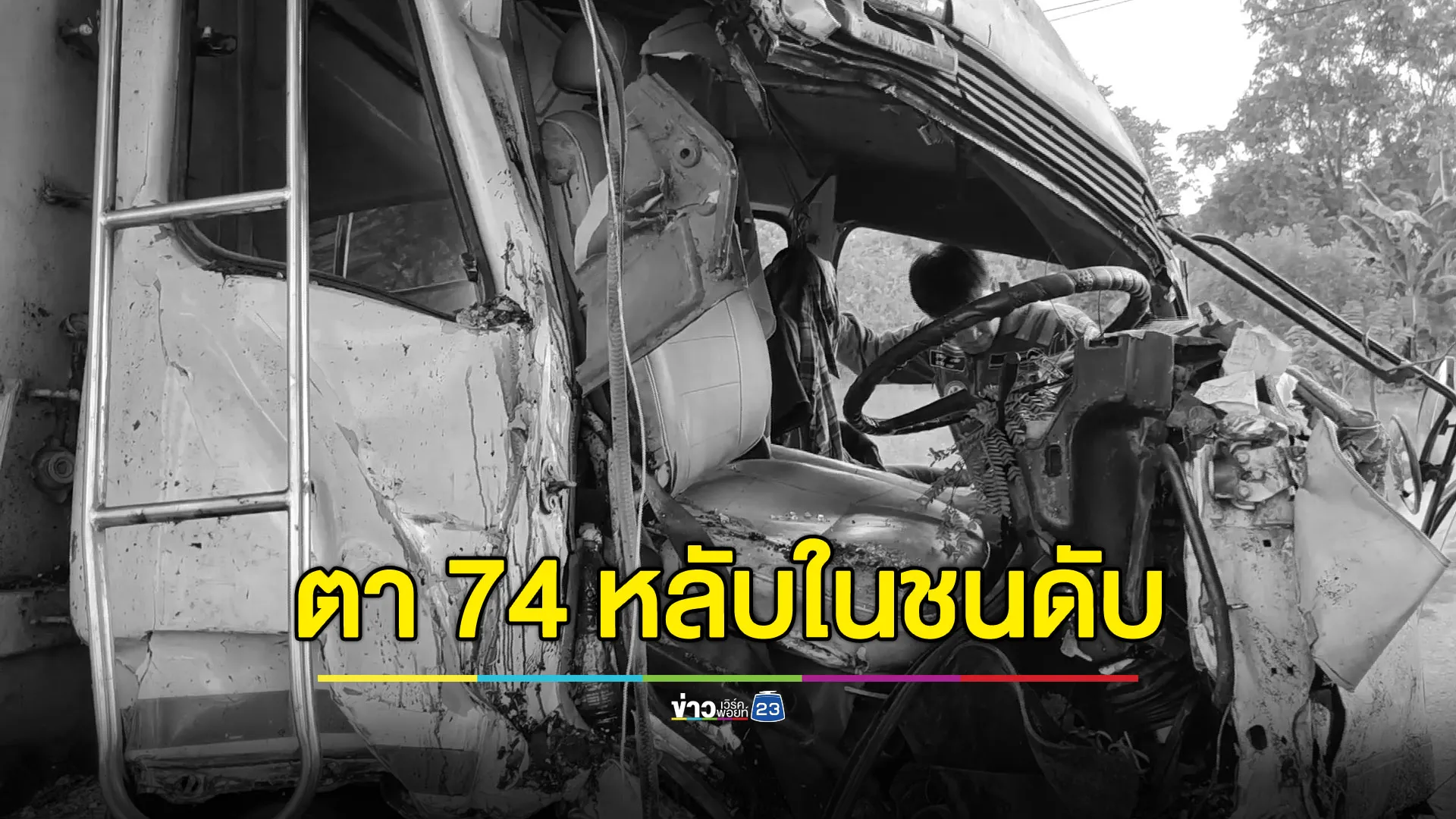 ตาวัย 74 ขับรถขนไม้ทางไกล หลับในพุ่งชนต้นไม้ดับ