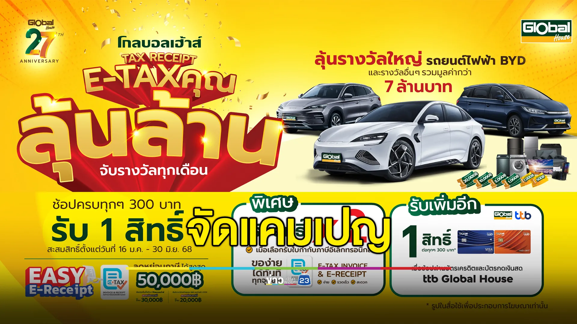 แคมเปญ “โกลบอลเฮ้าส์ TAX RECEIPT E-TAX คุณ ลุ้นล้าน”