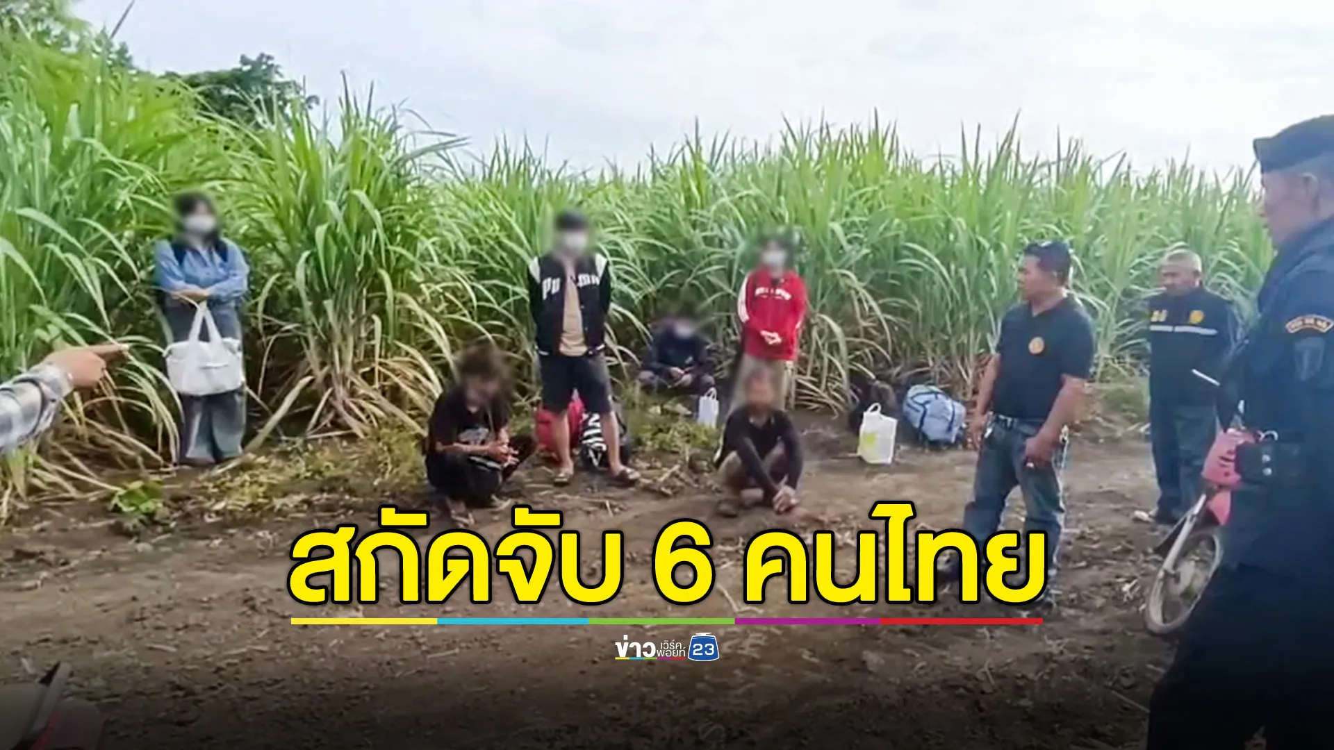 สกัดจับ 6 คนไทย ซ่อนตัวในไร่อ้อย เตรียมลักลอบข้ามแดนไปทำงานบ่อนกาสิโนปอยเปต