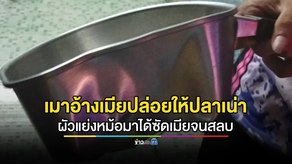 ผัวเมาโมโหเมีย ไม่ช่วยทำงานปล่อยให้ปลาเน่า เตะเสยคาง เมียสู้เอาหม้อฟาดหัว ผัวแย่งหม้อมาได้ซัดเมียจนสลบ